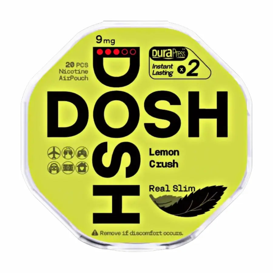 DOSH Lemon Crush 9mg nicotine pouches UK citrus flavour air pouch slim