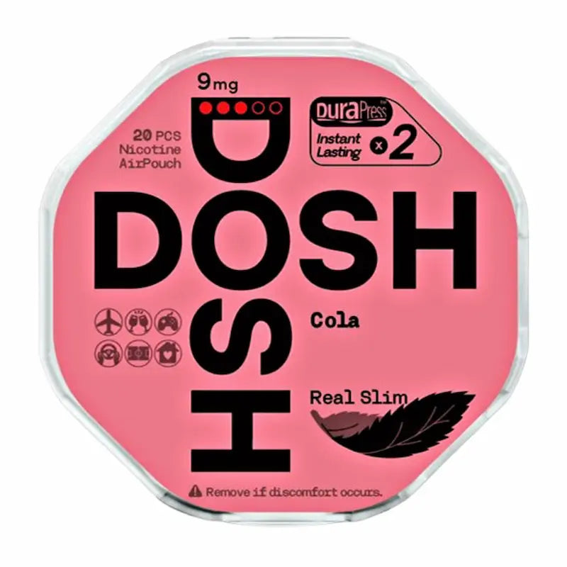 DOSH Cola 9mg nicotine pouches UK cola flavour air pouch slim format