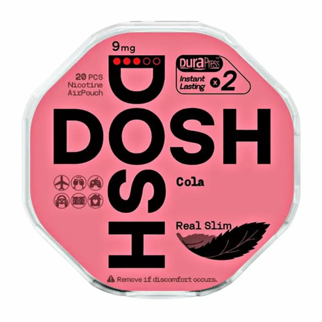 DOSH Cola 9mg nicotine pouches UK cola flavour air pouch slim format