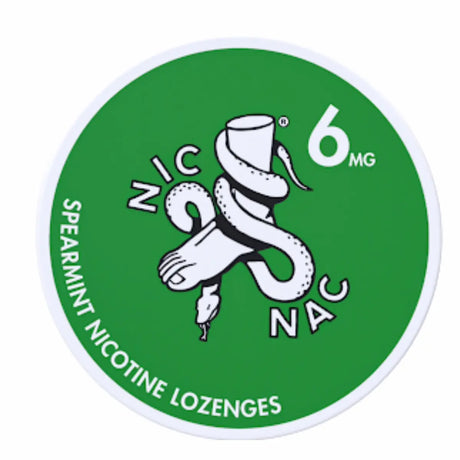 NIC NAC Spearmint 6mg nicotine lozenges tin, spearmint flavoured nicotine lozenges with 6mg nicotine